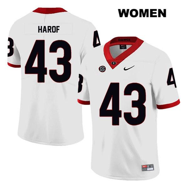 Georgia Bulldogs Women's Chase Harof #43 NCAA Legend Authentic White Nike Stitched College Football Jersey TRF3156EZ